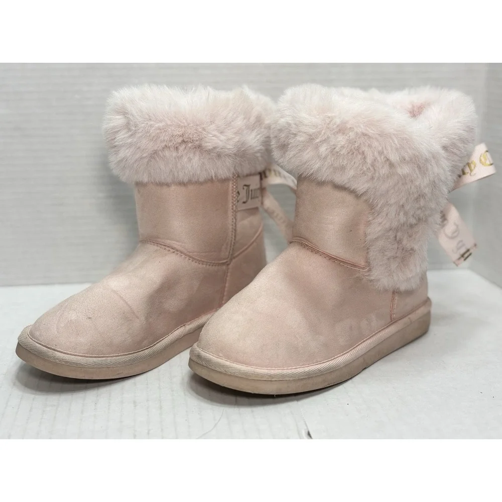 Juicy Couture Kids King Faux Fur Boots Pink Bow Winter Boots Size 1